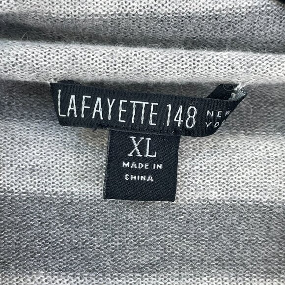 Lafayette 148 Womens XL Gray Stripe Mock Neck Pullover Sweater Merino Wool Blend - Picture 5 of 11